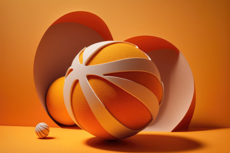 Basketball Isolated on a Shadowed Orange Backgroundの素材