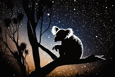A koala bear dozes off on a eucalyptus tree a common sight in Australiaの素材
