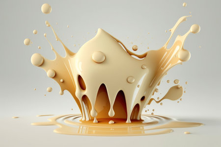 Close up of milk splashes on a white backgroundの素材