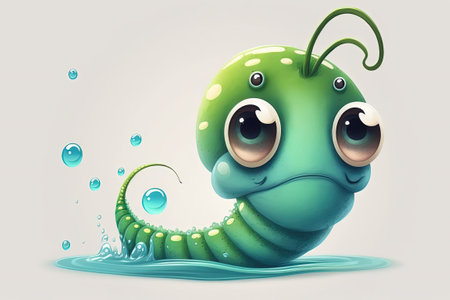 Cartoon worm on a white backgroundの素材