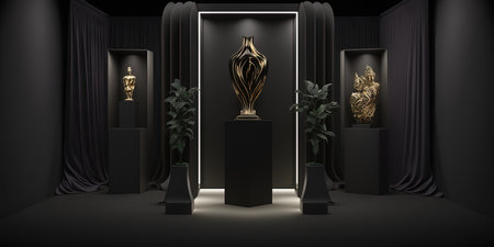 PODIUM PRODUCT DISPLAY OF NATURAL DARK ELEGANT DRAMATIC AND CINEMATICの素材