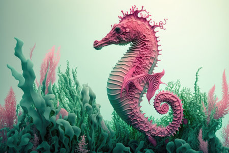 Pink seahorse that likes to hideの素材