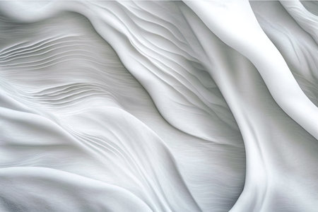 White silk fabric with a close up of rippling ripplesの素材