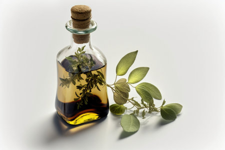 herbal essential oil bottle on a white backgroundの素材