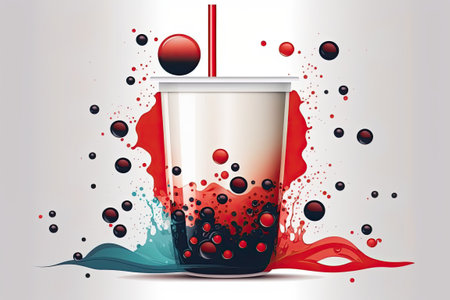 Tea from Taiwan often known as boba with a white background and a bubbleの素材