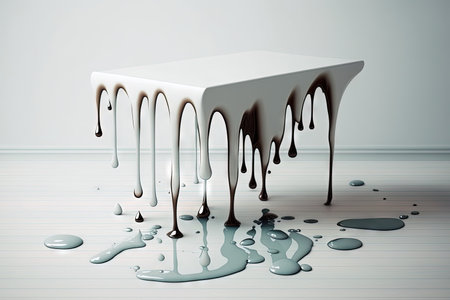 white background with drips water puddles on the table used to exhibit products cleaning ideaの素材