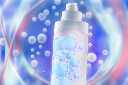 Abstract background with soft focus cosmetic moisturizing water micellar toner or emulsionの素材