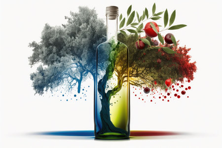 Experimenting with new olive oil and fruit straight from the treeの素材