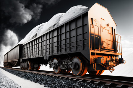 Railway freight wagons transporting coalの素材