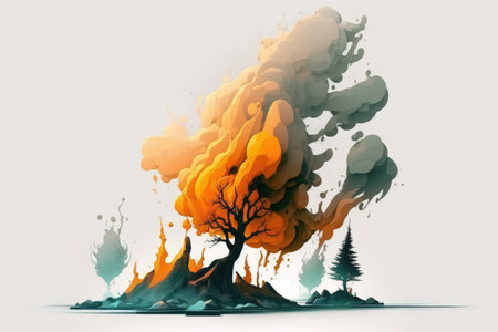 Isolated fire smoke on a white backdropの素材