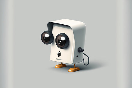 White background with a white CCTV security cameraの素材