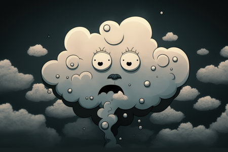 cloudy with smoke on a dark backgroundの素材