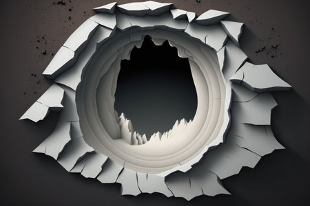 paper with a dark hole in it and ripped edgesの素材