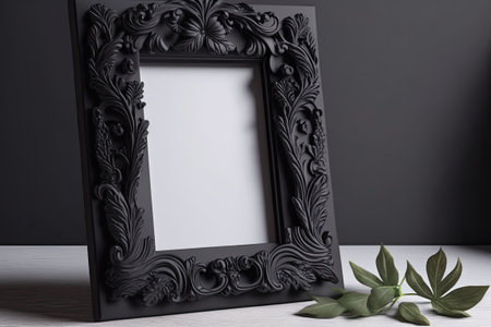 old black empty picture frameの素材
