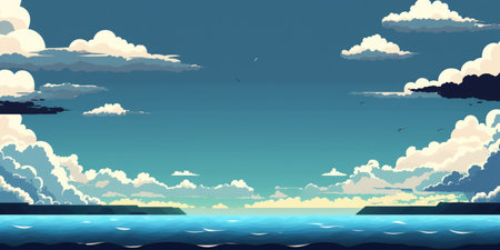 Background Horizon line over the waterの素材