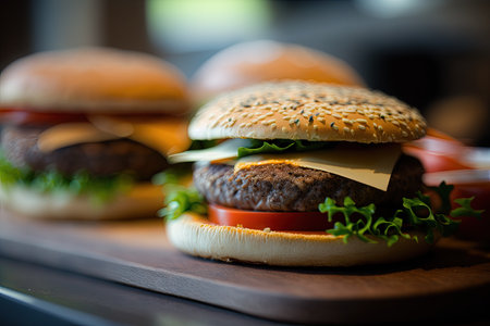 Close up of home made burgersの素材
