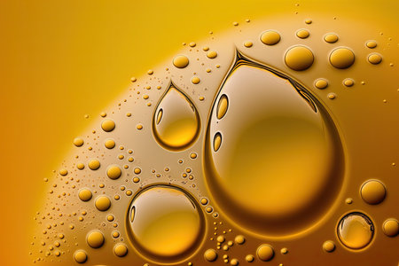 Droplets of water on a yellow backgroundの素材