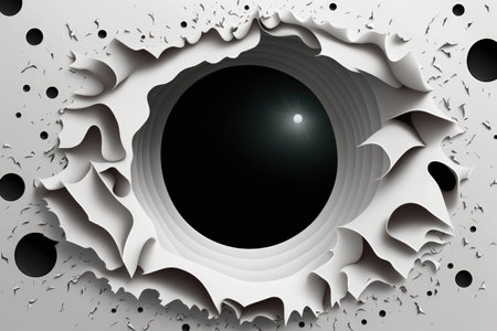 Black hole on a background of white paperの素材