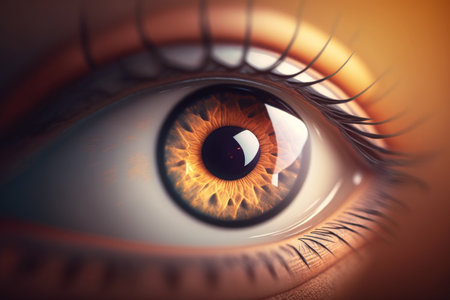 image of a human eye and eyebrow up close. background blurの素材