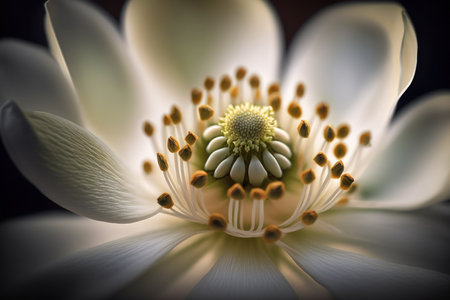 macro shots of a white flower in bloomの素材