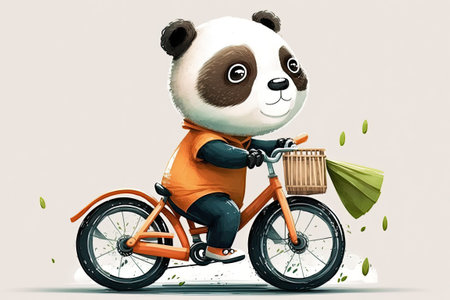Toy panda riding a bicycleの素材