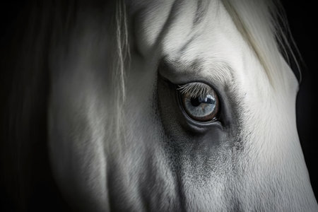 The eyes of a white horse Clear a backgroundの素材