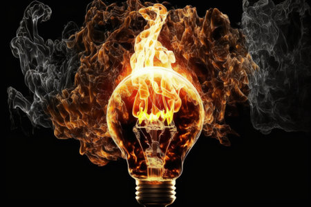 The light bulb is on fire. Concept of original thought and new ideasの素材
