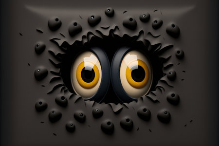 The eyes are concealed by a black plastic sheet background holeの素材