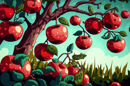 There are lots of unique crab apples in the orchardの素材