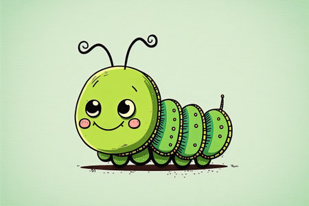 Cheerful coloring in caterpillarの素材