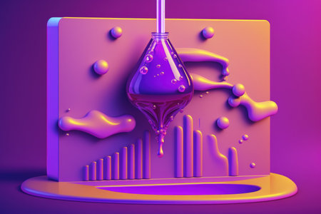 serum pipette drops on a banner on a neon purple backgroundの素材