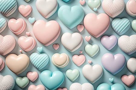 A retro candy heart background in pastel colorsの素材