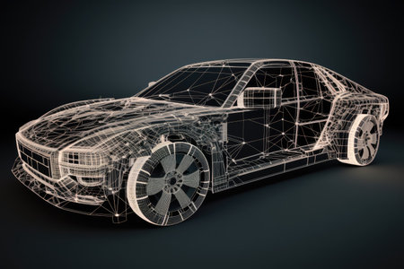 Wireframe intersection in a modern automotive technology concept ()の素材