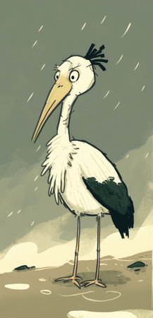 a slightly injured stork in the nature reserveの素材