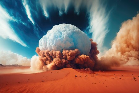 A huge dust storm is about to hit the barren terrain of Marsの素材