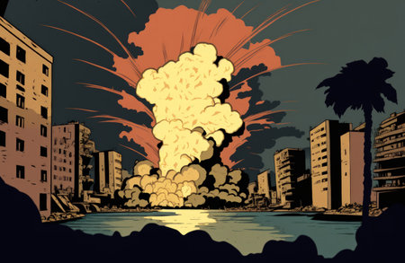 Explosion in the Beirut harbor on August 5 2020 destroyed much of Beirutの素材