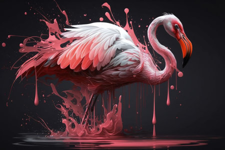 Bird Flamingo Pink and Whiteの素材