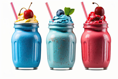 Fruit smoothies isolated on white backdrop close upの素材