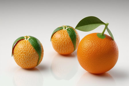 Oranges in miniature isolated on a white backgroundの素材