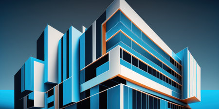 building line with a blue sky background and abstract architectureの素材