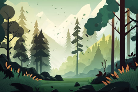 Forest mist in the morning abstract backgrounds of natureの素材