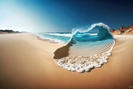 Sand beach and a gentle blue ocean wave. Backgroundの素材