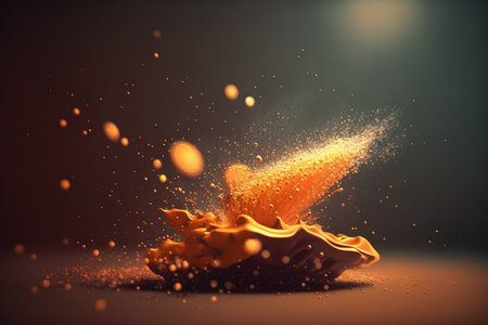 orange particles like spark slowly float in air 4k photoの素材