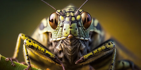 macro photography of a grasshopper up closeの素材