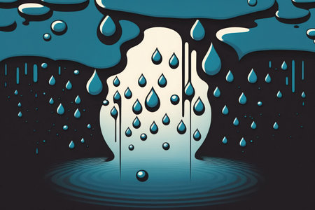 Droplets of water falling on a body of waterの素材