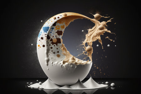 Milk splash represents the Muslim holiday Eid Mubrak and has the appearance of a half moonの素材