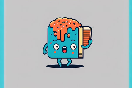 Education item icon concept separated in cartoon style using a brain cartoon picture for the iconの素材