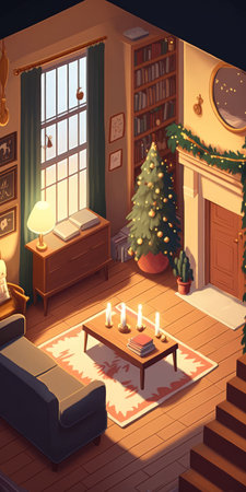 Photo of a cozy apartment with New Year decorの素材