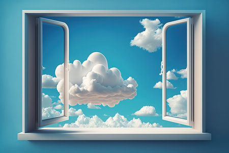 White clouds open windows to the background of the picture to emphasize the blue skyの素材