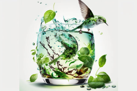 On the table a refreshing Rum Mint Mojitoの素材